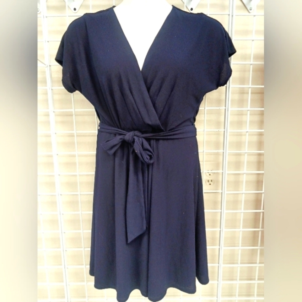 Chetta B - Faux Wrap Dress with a self tie belt - Size 12